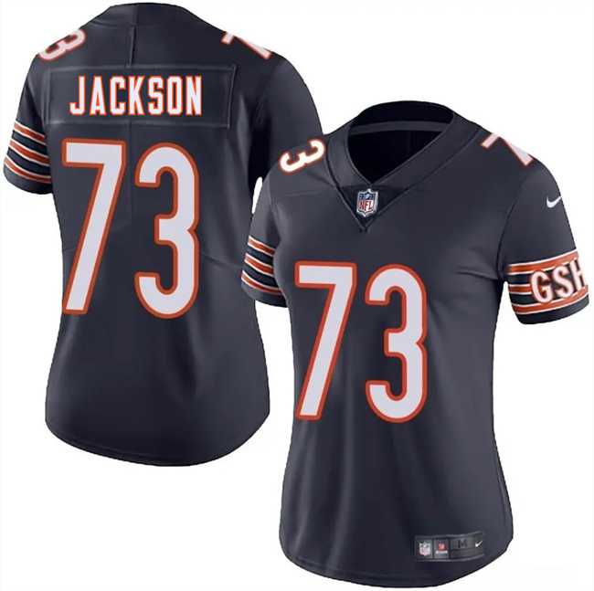 Women%27s Chicago Bears #73 Jonah Jackson Navy 2025 Vapor Stitched Jersey Dzhi->chicago bears->NFL Jersey